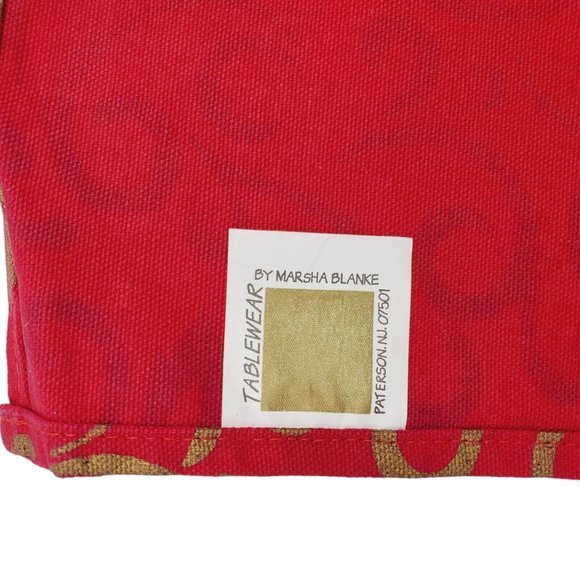 Set 8 Red Gold Damask Placemat Tablewear Marsha Blanke Holiday Canvas Fabric 18" - Picture 3 of 8